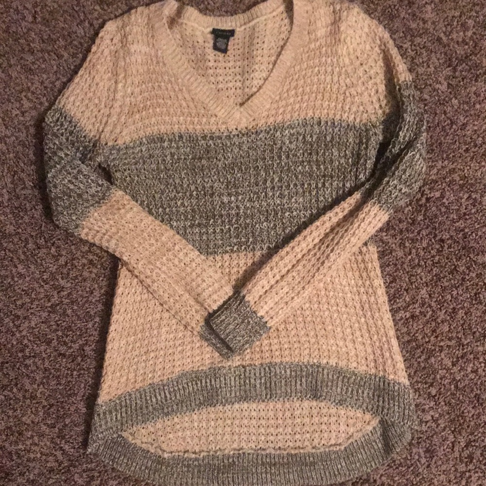 Olive and cream striped sweater